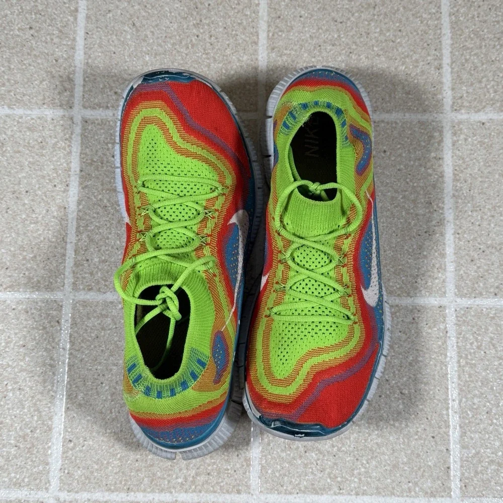 Nike Free Flyknit+ 5.0 Men's Size 10 Electric Green Running Shoes 615805-316